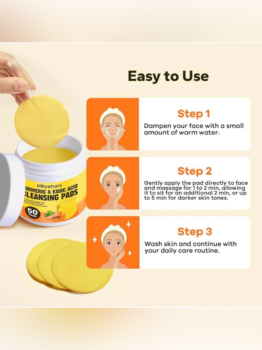 Turmeric & Kojic Acid Cleansing Pads (50 Pads) - Picture 4 of 4